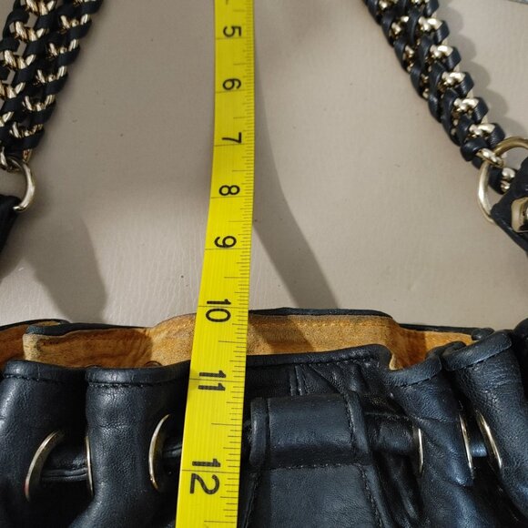 MCM Hobo Handbag Aren Extra Large Drawstring Black Leather Dual Handle Italy COA - Picture 10 of 16